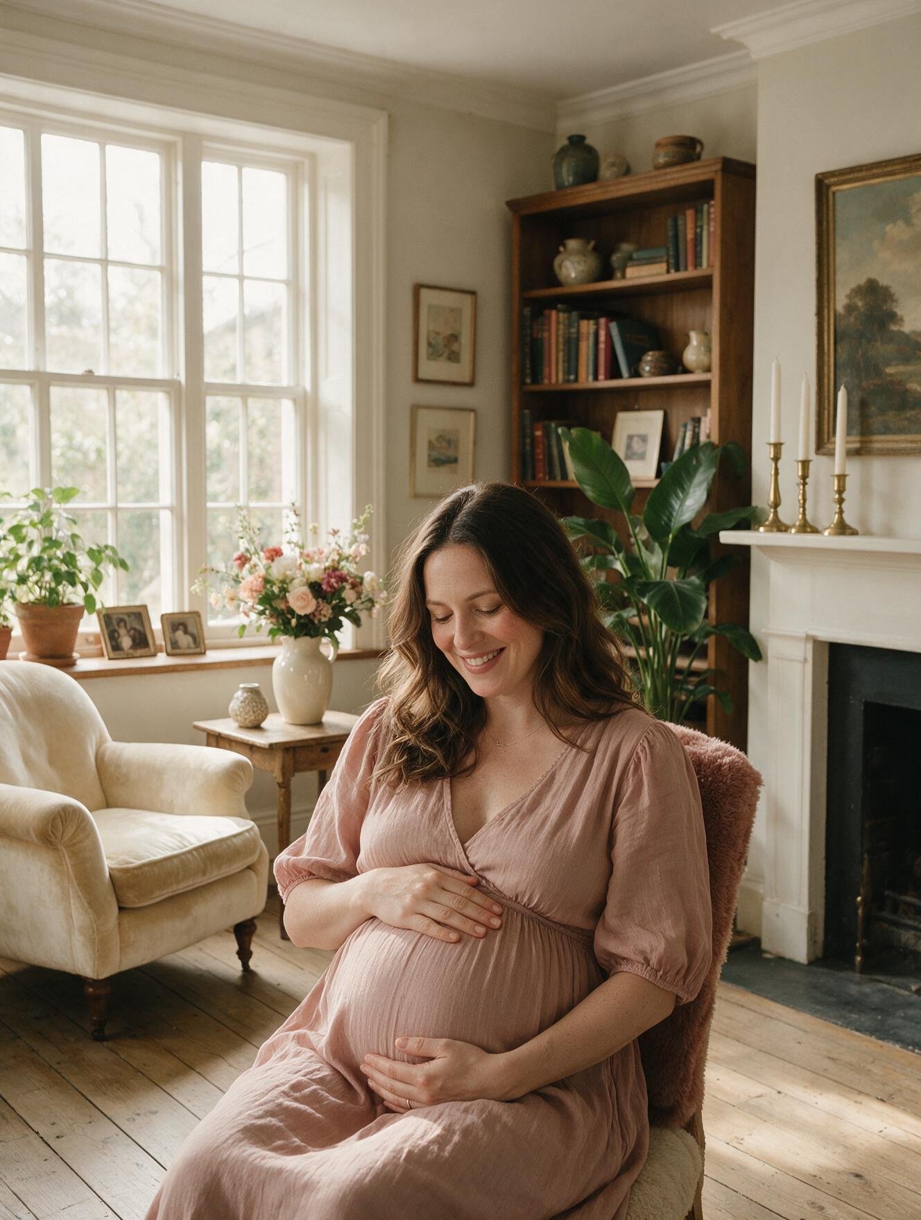Mulher grávida com as mãos sobre a barriga